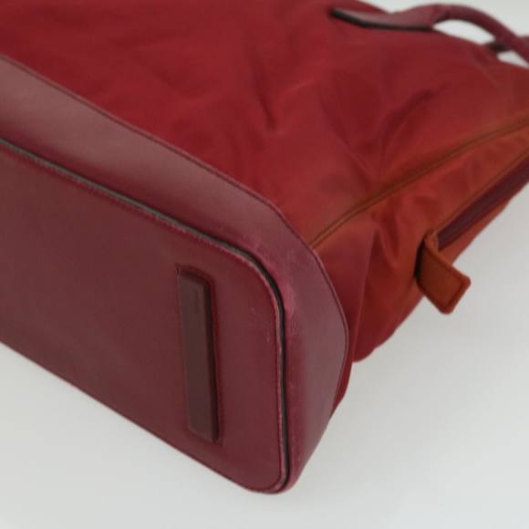 PRADA Tote Bag Nylon Leather Red Auth bs2046 - Picture 14 of 16